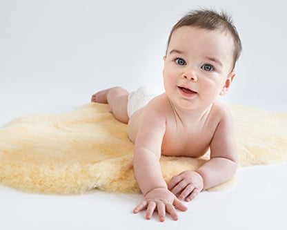 Woolino Sheepskin Luxuriously Soft Fluffy Rug for Bedroom, 100% Natural Australian Merino Wool Lambskin Baby Carpet - Flax - color: Flax