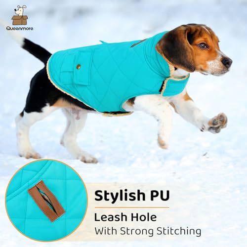 Queenmore XS Warm Dog Jacket Cold Weather Puffer Coat Quilting Winter Vest - color: Light Blue, size: X-Small