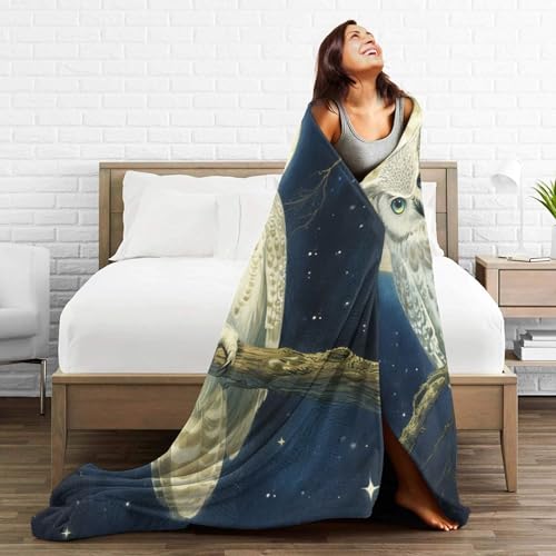 Owl Soft Cozy Blanket Owls Moon Throw Blanket Super Plush Warm Stuff Lightweight Fleece Flannel Blankets Gifts for Women Girls Kids Adults 80"X60" - color: Owl, size: 80"x60"
