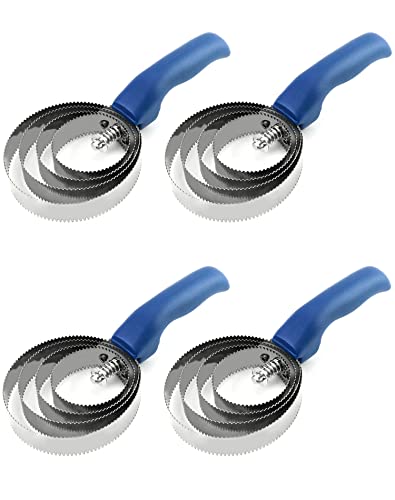 QWORK Reversible Stainless Steel Curry Comb with Soft Touch Grip, 4 Pack 4 Rings Double Sided Curry Combs