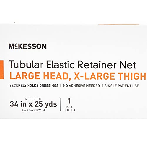 McKesson Tubular Elastic Retainer Net Dressing, Non-Sterile, Head, Thigh, Chest, Size 8, 34 in x 25 yd, 1 Count, 2 Pack - size: Size 8 1 Count (Pack of 2)