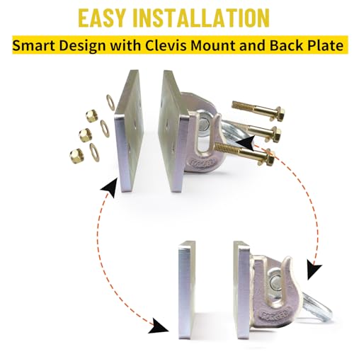 Tractor Bucket Hooks, Bolt On Clevis Mount with 1/2” Shackle, 5/16”Grab Hooks G70 Steel, Shackles Mount with Backer Plate, Heavy Duty Tow Hook for Car Truck SUV RV UTV Tractors Bucket (Gold) - color: Gold