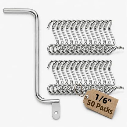 Fence Wire Tightener - 1/6" Barb Wire Fence Tools 50 Packs for Repairing & Tightening Family Garden, Farm, Garden, Ranch, and Outdoor Fencing with Tighteners Handle
