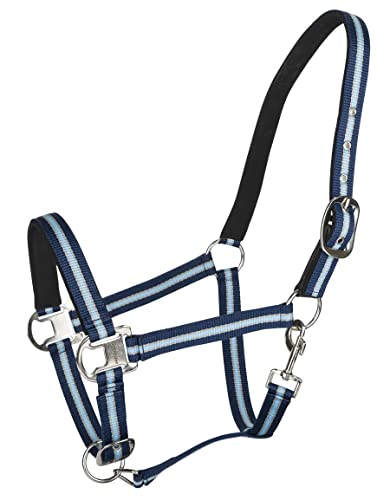 TuffRider Adjustable Nylon Breakaway Halter-Padded Crown & Nickel Hardware- Navy/Lt. Blue/Gray- C - color: NAVY/LIGHT BLUE/GRAY, size: Cob