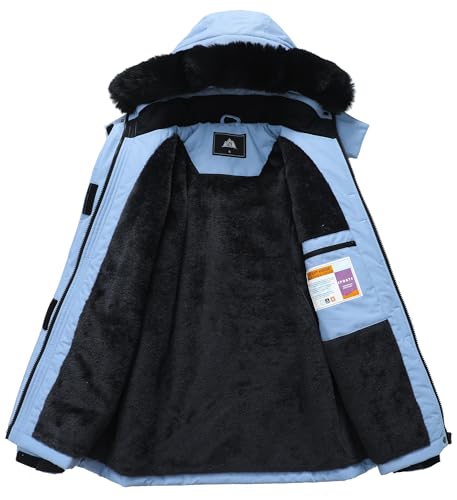 MOERDENG Women's Ski Jacket Waterproof Warm Winter Coat - color: Denim Blue, size: Small