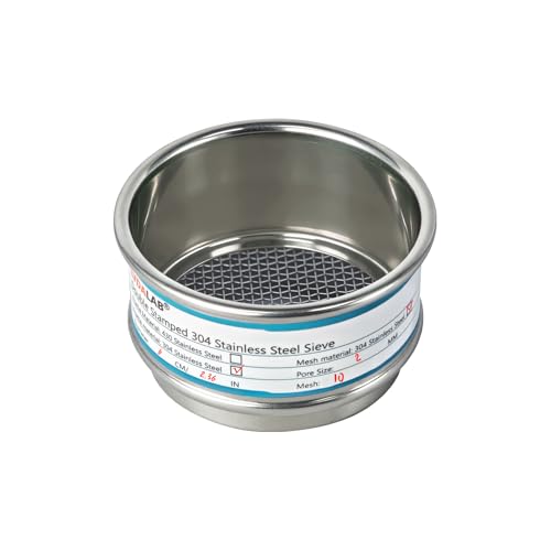 Full 304 Stainless Steel Mesh Sieve Screen,LVDALAB 10 Mesh (2mm) Aperture, 2.4inch(6CM) Dia Standard Sample Analysis Test Sieves Sifters Strainer for Industrial Laboratory Homes - size: 10 Mesh(2mm)/Ф2.4in(6CM)