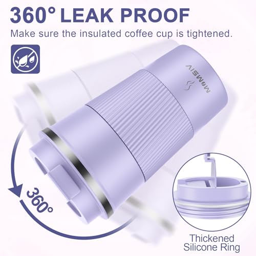 MOMSIV 17oz Travel Coffee Mug, Insulated Coffee Cup with Leakproof Lid - color: B-Purple Taro-17oz