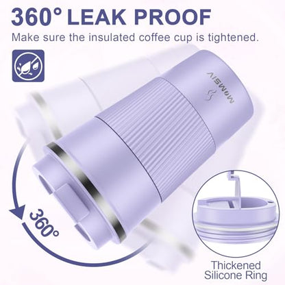 MOMSIV 17oz Travel Coffee Mug, Insulated Coffee Cup with Leakproof Lid - color: B-Purple Taro-17oz