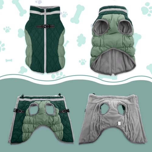 Lelepet Dog Coat for Small Dogs Waterproof Dog Jacket with Harness Built in - color: Teal Green, size: X-Small