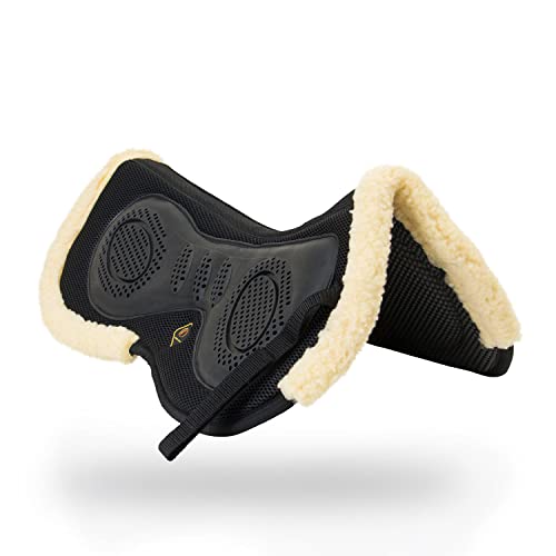 3D Air-Mesh Half Pad, Impact Protection & Therapeutic Gel Padding English Saddle for Maximum Support and Stability, Best for Horses Under Saddle, Dressage, Jumping & Training - color: 3d Air-mesh Fleece (Black)