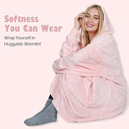 Catalonia Oversized Blanket Hoodie, Wearable Fleece Blanket Sweatshirt - color: Pink Ash / Fleece
