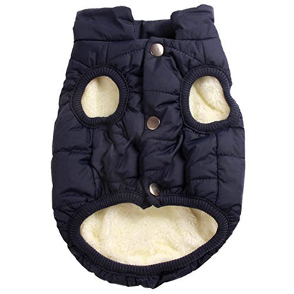 JoyDaog Fleece Lined Dog Jacket for Small Dogs,Winter Dog Coat,Blue M - color: Blue, size: Medium