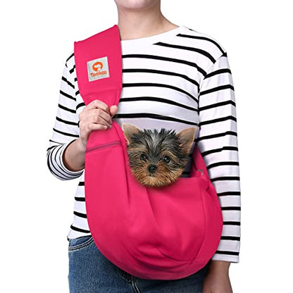 Tomkas Dog Cat Carrier Sling Classic Pocket & Classic Strap(M,Rose red) - color: Rose Red