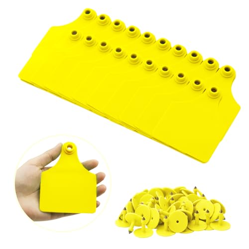 100Pcs Blank Cattle Ear Tags TPU Large Size Identification Tags - color: Yellow