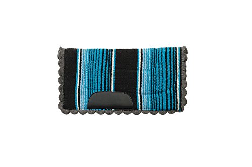 Weaver Equine 23" x 23" Pony Scalloped Navajo Horse Saddle Pad, Shock Absorbing Western Saddle Pad for Protection, Durable Equine Supplies, ‎Pink - color: Blue