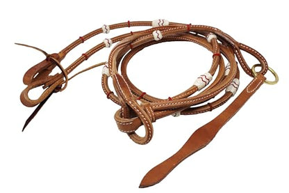 CHALLENGER USA Horse Western Tack Leather Rawhide Romal Reins 66RT36 - color: Tan red