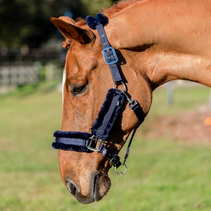 Equinavia Valkyrie Ultra Fleece Soft Padded Horse Halter Breakaway - color: Navy/Navy, size: Cob