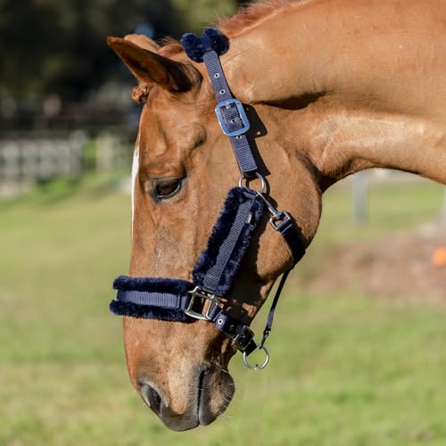 Equinavia Valkyrie Ultra Fleece Soft Padded Horse Halter Breakaway - color: Navy/Navy, size: Cob