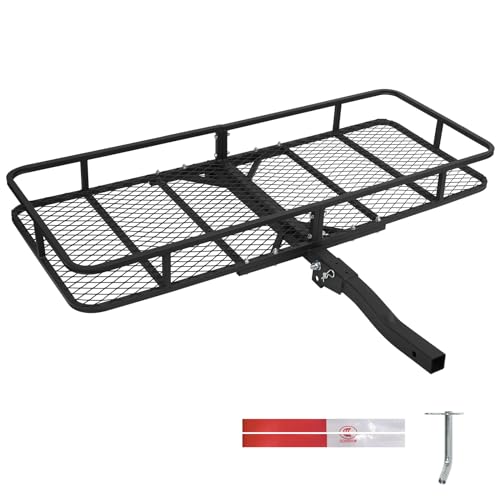Leader Accessories Folding Hitch Cargo Carrier 60"x24"x6", Fits 2" Receiver - size: 60"x24"x6" Hitch Cargo Basket