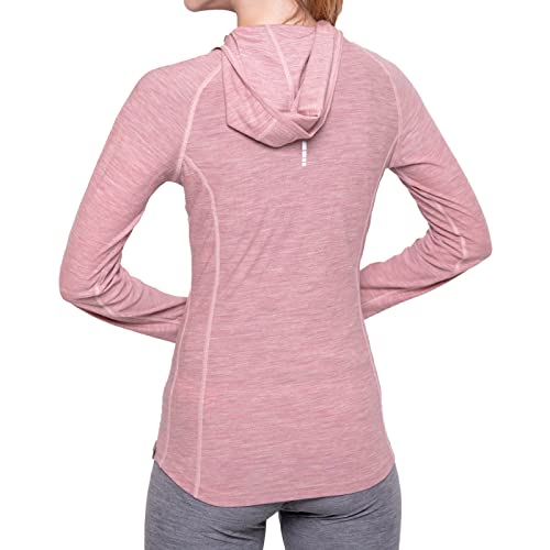 MERIWOOL Women’s Base Layer Hoodie Lightweight Merino Wool Long Sleeve Thermal - color: Pink Heather, size: Medium