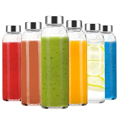 Luxfuel Clear Glass Bottles with Lids, 24oz Glass Water Bottles for Juicing - color: Clear Glass Bottle 6Pack, size: 24 Ounces