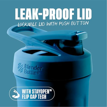 BlenderBottle Sport Flip Stainless Steel Shaker Bottle 24 oz Ocean Blue - color: Blue, size: 24 Ounces, style: Flip