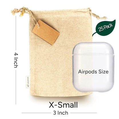LEAFICO Reusable Cotton Bags - X-Small 3x4 25 Pack - Cloth Gift Bags with Drawstrings for Jewelry, Home Supplies, Makeup,DIY, Wedding, Party Favors - Muslin Fabric Pouches - size: X-Small 3x4" (25pack)
