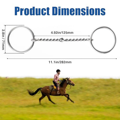 Stainless Steel Ring O & d Snaffle Bit for Horses Snaffle Mouth Gentle Horse Pony Bit with Copper Roller for Training, Western & English Riding - size: Mouth Spacing 125mm, style: O-ring Twisted Wire