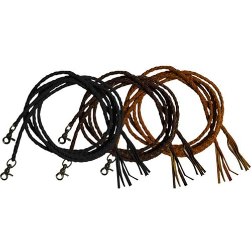 Leather Braided Split Reins - color: Black