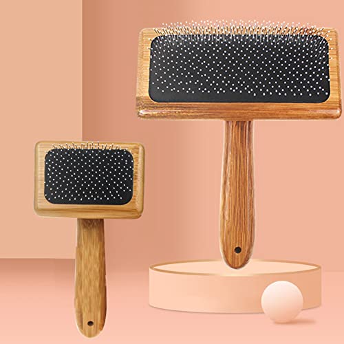 2PCS Dog & Cat brush, Pet Slicker Brush with Bamboo Handle for Large Medium & Short Hair Elegant Grooming Comb for Removing Shedding, Tangles and Dirt
