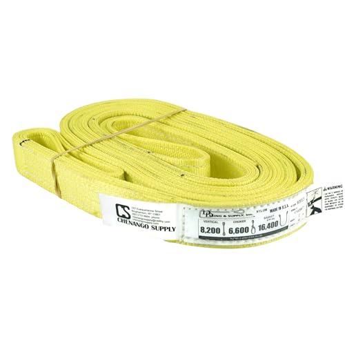 2" x 16' Nylon Lifting Web Sling – USA Made, 8,200 lb Vertical, 6,600 lb Choker, 16,400 lb Basket – 3 Ply Heavy Duty 900 Webbing, Type 3 Flat Eye & Eye Rigging Sling (2" x16') - size: 2"x16'