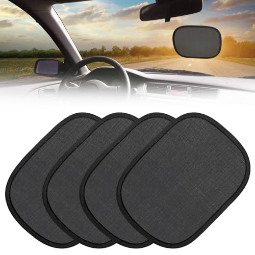 4 PCS Miniature Static Cling Car Window Shades, Removable Windshield Sun Block Side Window Sunshade, Reusable Auto Screen Sun Shade Blocker UV Ray Protection for Safe Driving - color: 4 PCS