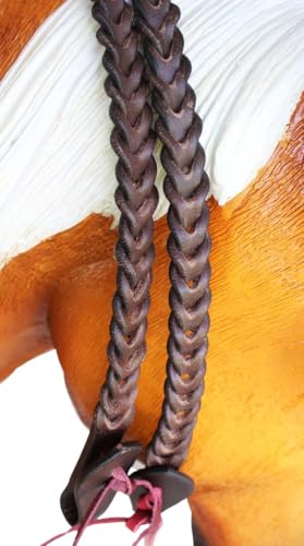 CHALLENGER Horse Western 8 Feet Leather Braided Leather Split Reins 66RT49 - color: Brown
