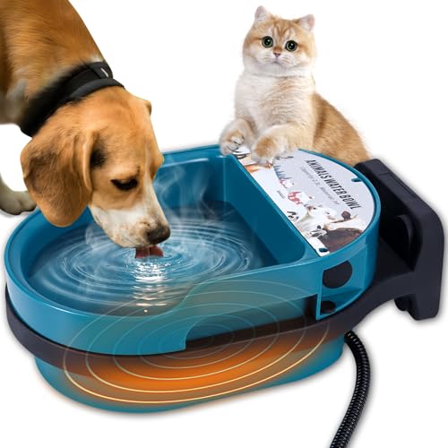 Heated Dog Water Bowl, Auto Filling, 45W, 2L, 55" Chew-Resistant Cord | Float Valve Controlled-Self Filling, Outdoor Water Stays Unfrozen In Winter, Heated Pet Water Dish for Bird Cats Chicken