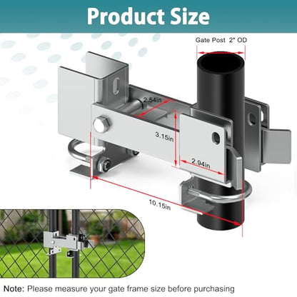 Chain Link Fence Double Gate Latch for 2" Gate Frame Residential Strong Arm Chain Link Fence Gate Latch Double Gate Latches for Metal Gates Swing Gates - color: Silver for 2" Gate Frame