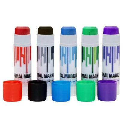 Livestock Marker 5 Pack Multi-Color Marking Stick for Pig Cattle Sheep Goat