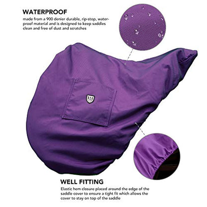 Harrison Howard Premium English Saddle Cover, Waterproof & Breathable Fleece-Lined Protective Saddle Cover - color: Regal Purple, size: GP/CC-One Size