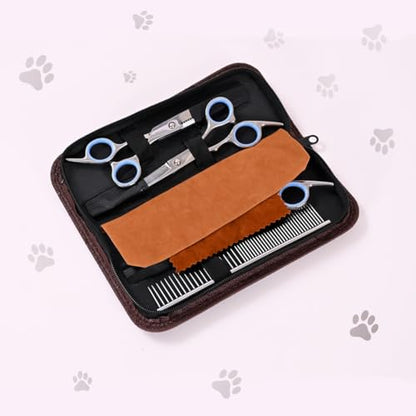 Dog Grooming Scissors Kit with Rounded Blunt Tips, Straight, Curved & Thinning Shears, Tools for Goldendoodles, Poodles & Doodles, Professional Grade Stainless Steel, 4 Pc Set [We Love Doodles] - size: Small