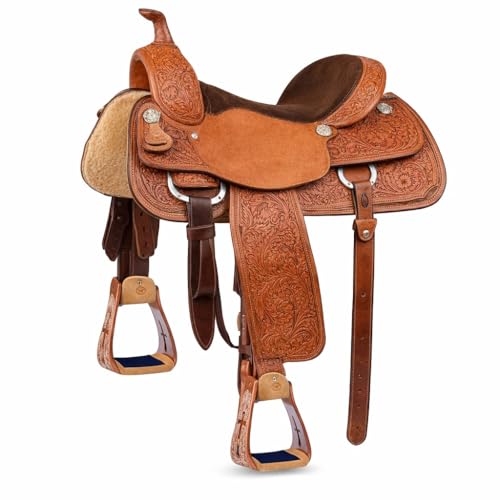 CHALLENGER Horse Saddle Stirrups Western Lightweight Aluminum Engraved Cross Cut-Out 51211 - color: Cross Bronze