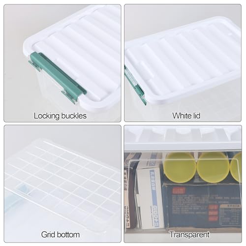 20 Quart Clear Storage Box, Plastic Latching Bins with Lids, 4 Pack - size: 20 Qt