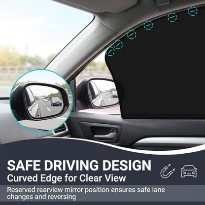 Side Window Sun Shades, Blocking & Heat Insulation Window Sunshades, Blackout Privacy Blind Cooling Curtains for Front Rear Windows, Fit for Taking a Nap, Changing Clothes, Camping (Black)