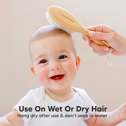 Wooden Baby Hair Brush for Toddler, Infant Cradle Cap (Walnut, Regular) - color: Walnut, size: Oval, Regular 7"