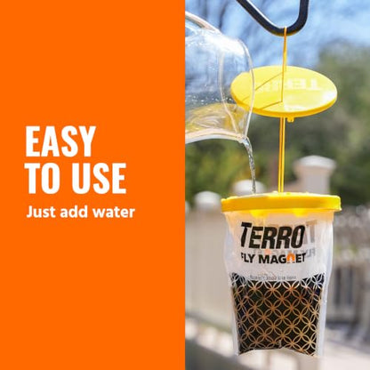 TERRO Fly Magnet Disposable Outdoor Fly Trap with Bait - T524 - Outdoor Fly Trap - Attract & Trap Flies Easily - Effective Insect Control