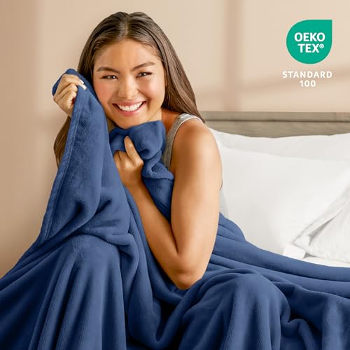 Bare Home Fleece Blanket Luxury Microplush (Full/Queen, Dark Blue) - color: 06 - Dark Blue, size: Full/Queen