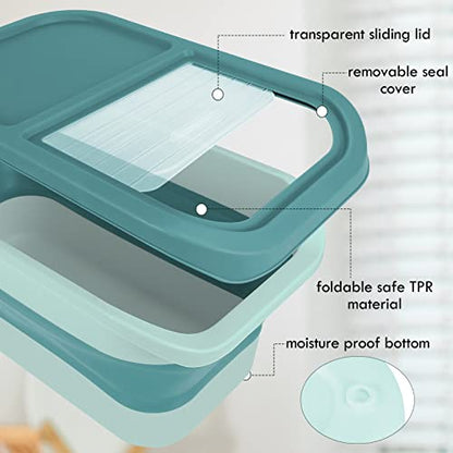 Pet Food Storage Containers, Collapsible Dog Food Container with Sliding Lid,13lb Cat Food Storage with Measuring Cup & Scoop, Plastic Dog Food Bin（green） - color: small green