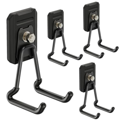 Heavy Duty Magnetic Garage Hooks,4 Pack Strong Large Magnet Hook for Power Drill,Garden Tools,Hose,Pegboard,Garage, Workshop,Magnetic Storage Hooks for Indoor Outdoor Hanging(Black) - style: Magnetic Garage Hooks 4 Pack