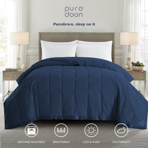 puredown® Blankets King Size - Soft Lightweight Down Blanket for All Seasons, Cozy Warm Luxury Bed Blanket with Satin Trim, Microfiber Cover, Navy Blue (108"X90") - color: 06 Navy Blue, size: King