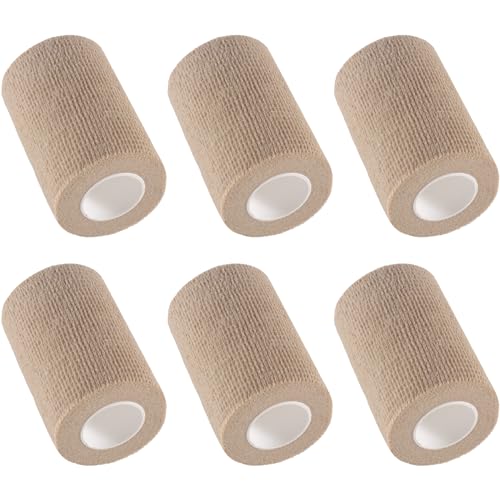 IndigoCase 6 Pack Self Adhesive Bandage Wrap 3 Inch x 5 yd Elastic Tape - color: Skin, size: 3 Inch - 6 Pack