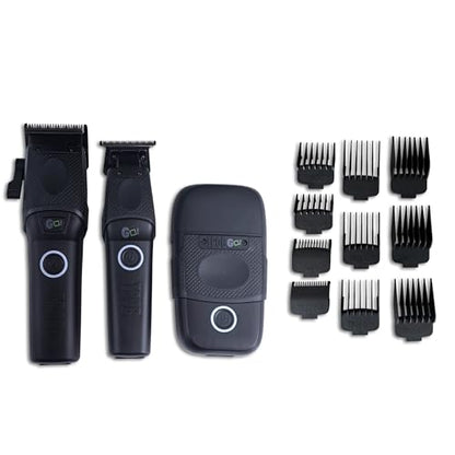 TPOB Professional Barber Clippers Go Edition Clipper Trimmer Shaver Set (Black) - color: Black