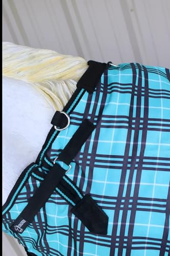 Challenger 1200D Turnout Waterproof Rain Horse Sheet Light Winter Blanket 389B - color: Turquoise Plaid, size: 76 inches